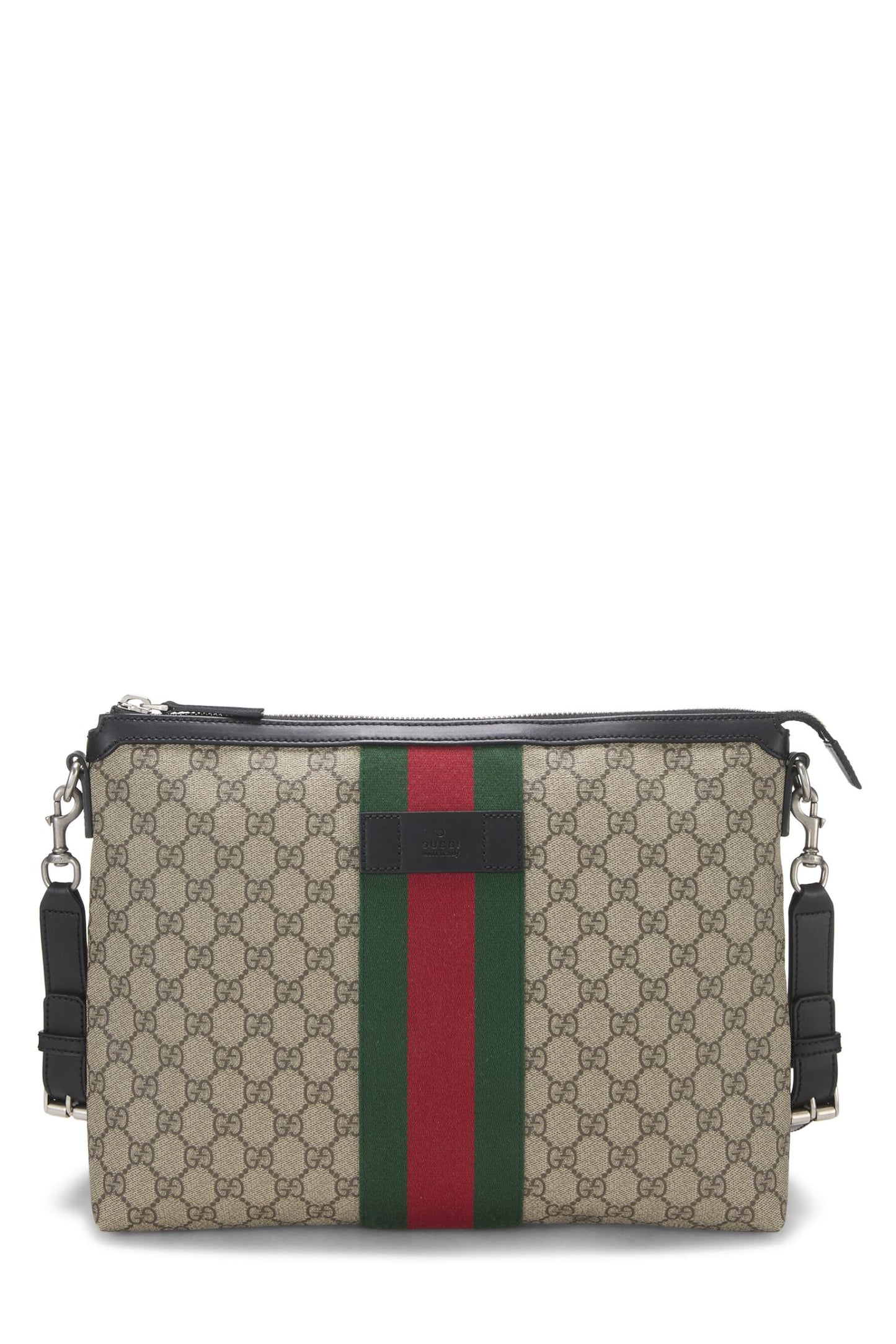 Gucci, Black GG Supreme Canvas Web Messenger, Black