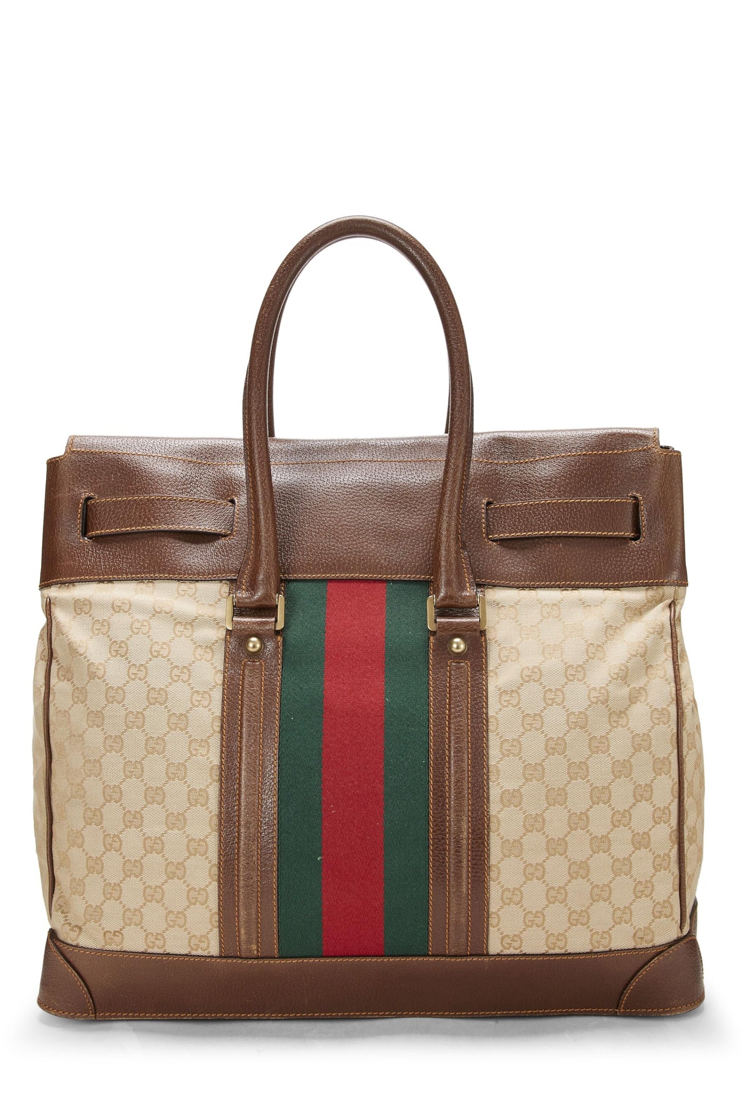 Gucci, Brown Original GG Canvas Web Travel Tote, Brown