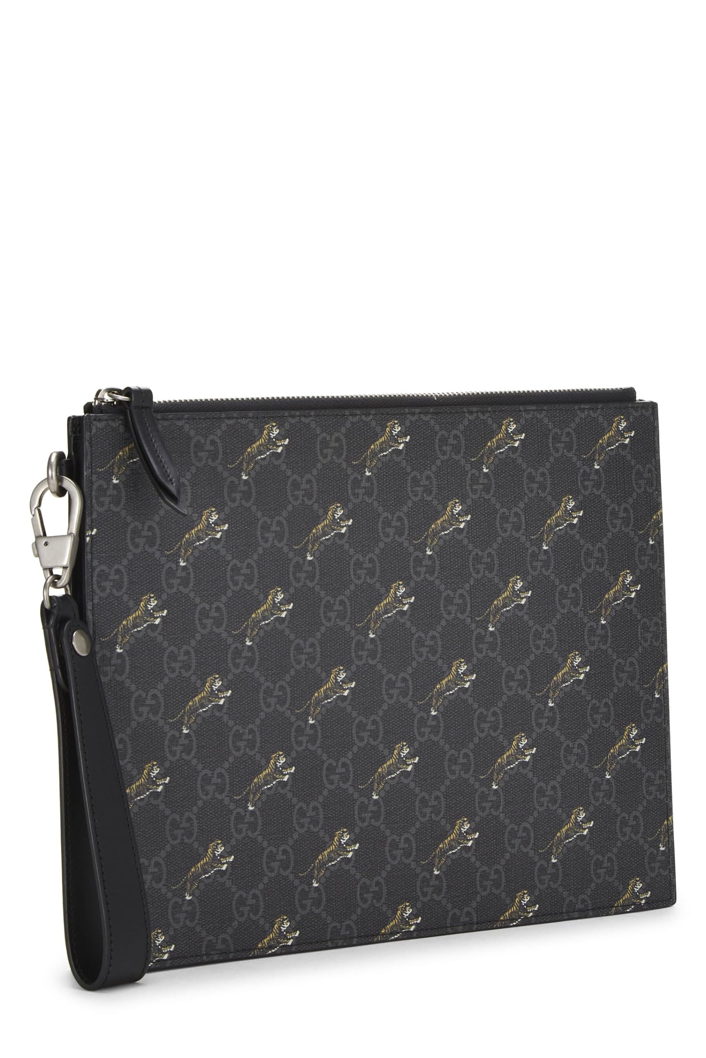 Gucci, Black GG Supreme Coated Canvas Tiger Documents Pochette, Black