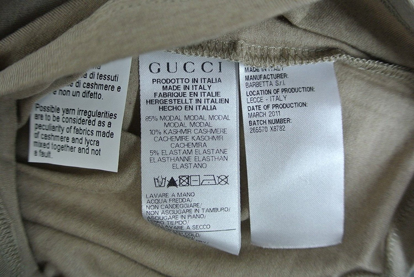 Gucci Kids Beige Modal Cashmere Horsebit Turtle Neck T Shirt (Size 4)