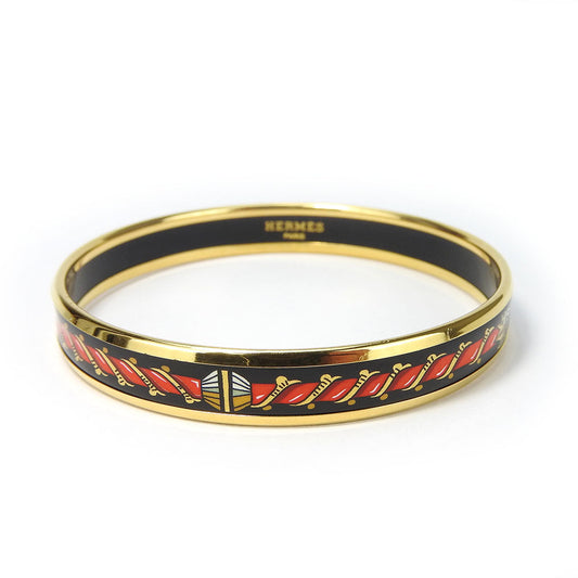 HERMES Bangle Enamel, Metal gold Emaille PM Women  d