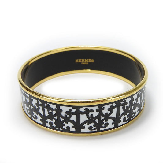HERMES bracelet Enamel, Metal white Guadalquivir Emilel GM Women  d