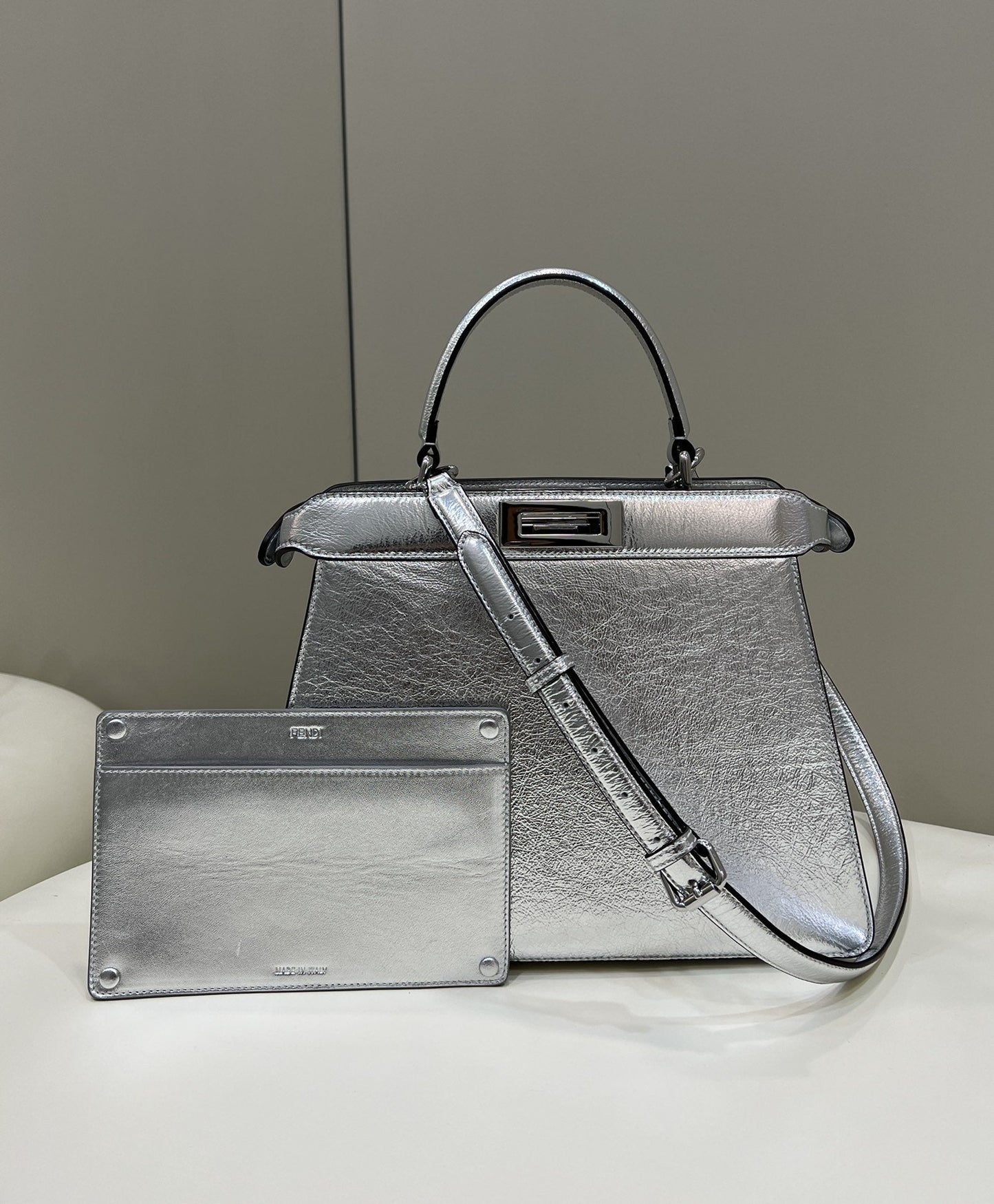 Top QualityTop Quality Peekaboo Medium Silver Bag For Woman 33cm/13in