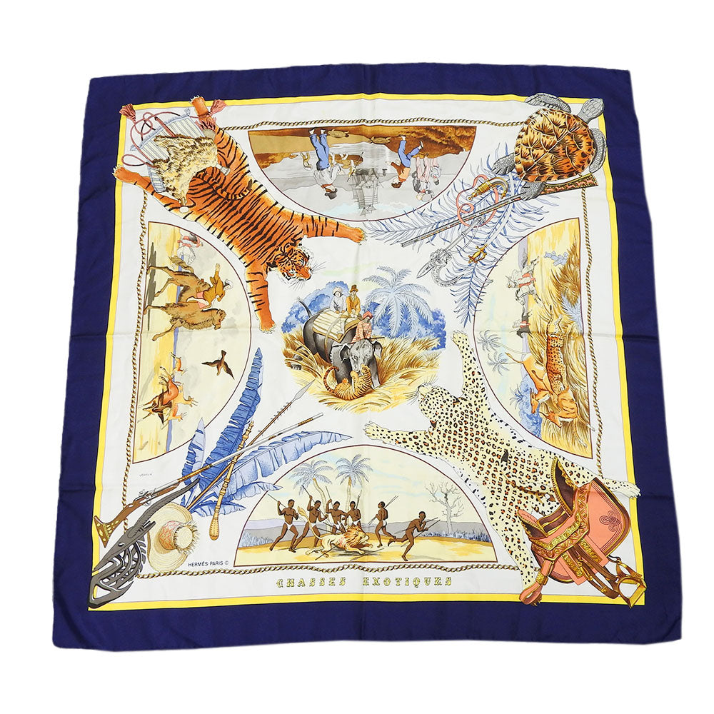 HERMES scarf silk Navy Carre90 Women  d