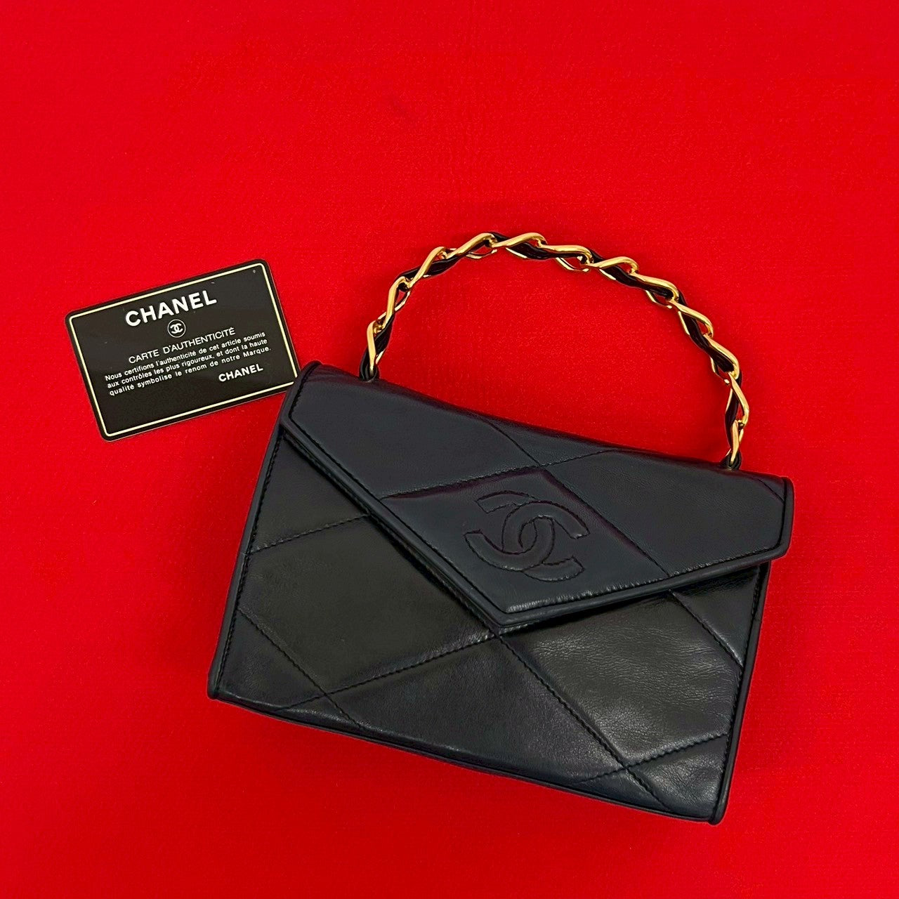 CHANEL Handbag lambskin Navy Matrasse