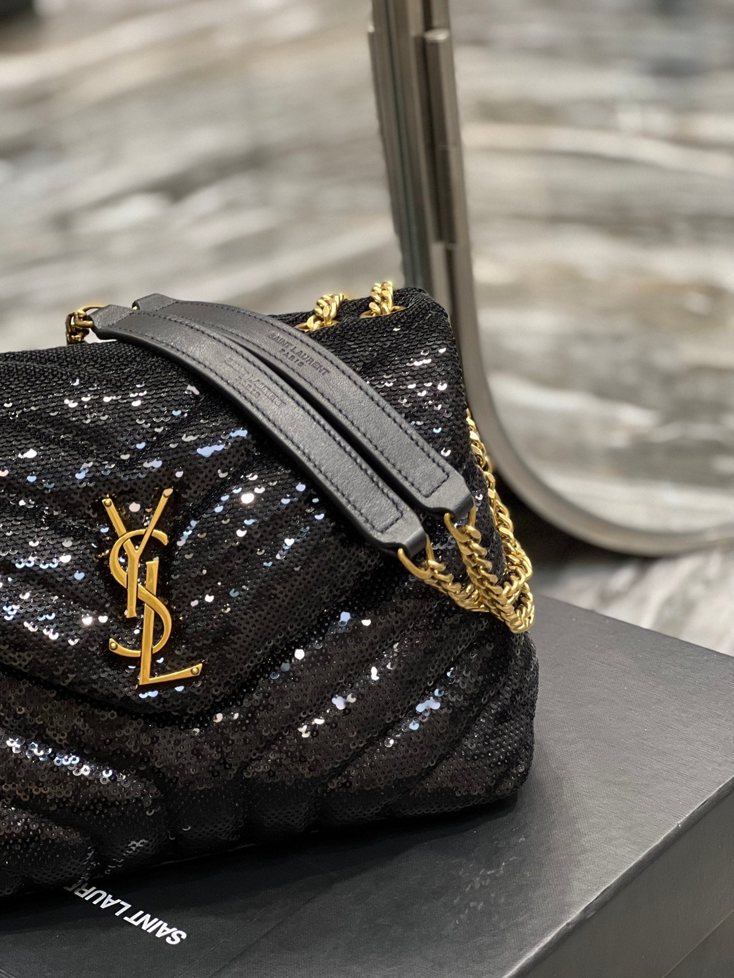 Top Quality Loulou Small Chain Bag Black For Women, Women’s Bags 9in/23cm YSL 494699FAAER1000