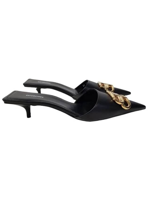Luxury Balenciaga Trending 2025 Gold BB Logo Mule Heel Black