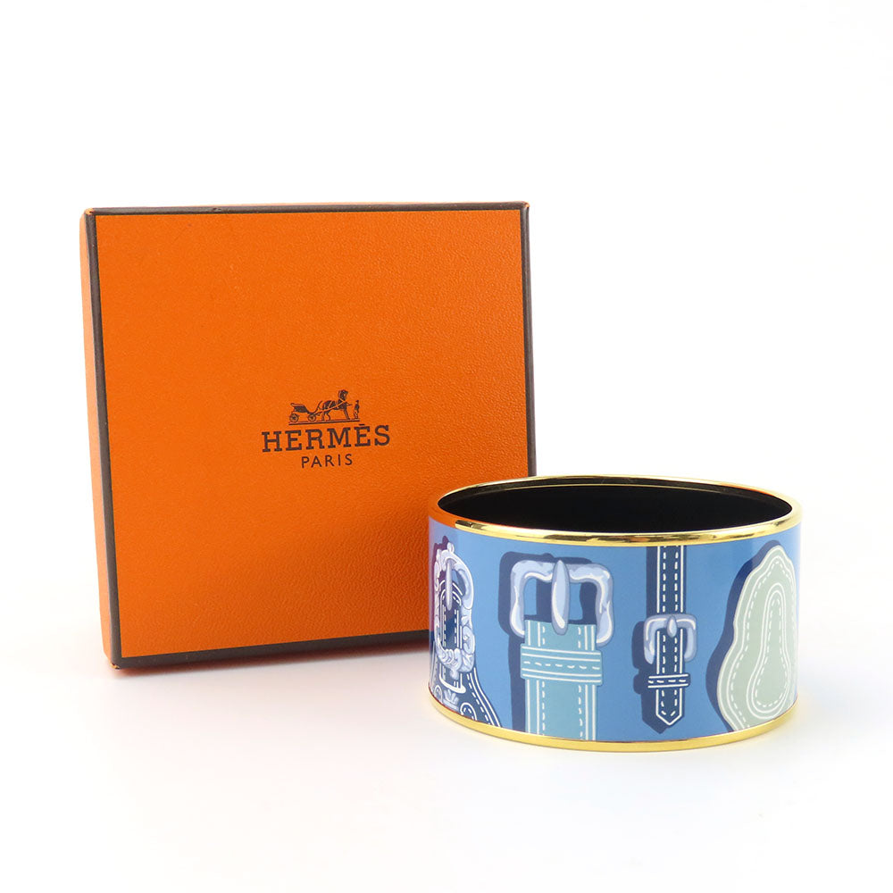 HERMES bracelet Metal, Cloisonne Blue type Emile TGM Women  d