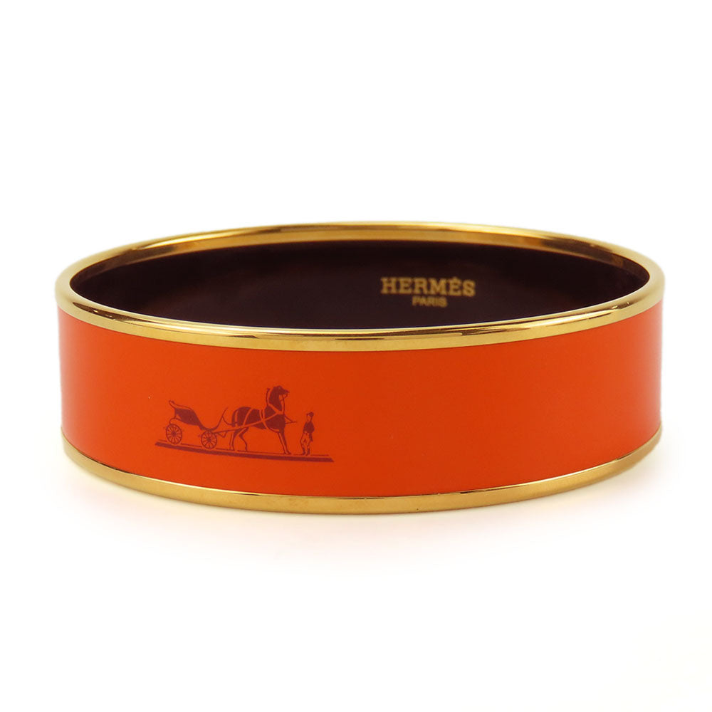 HERMES Bangle Metal, Cloisonne Orange Emilel GM Women  d