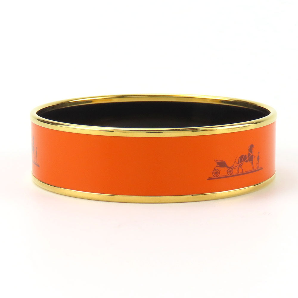 HERMES Bangle Metal, Cloisonne Orange Emilel GM Women  d