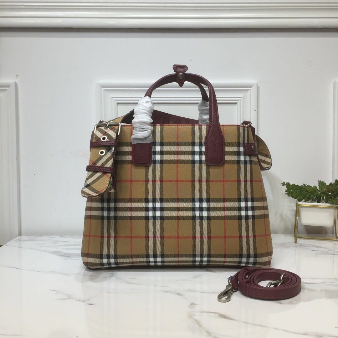 Top Quality Ho Check Derby Medium Banner Purse Tote Purple For Women, Womenâs Bags 14in/35cm