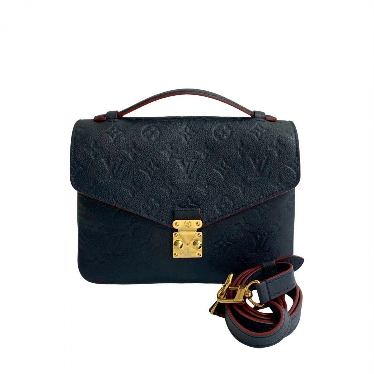 LOUIS VUITTON Shoulder Bag leather Navy Monogram Ann Platt Pochette Metis MM