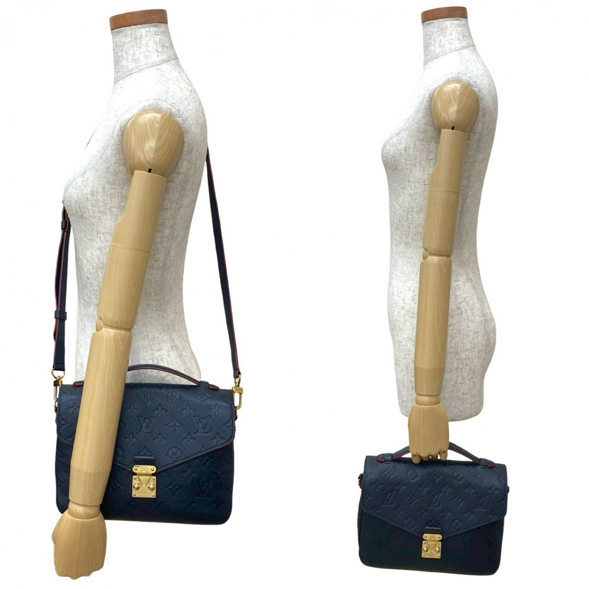 LOUIS VUITTON Shoulder Bag leather Navy Monogram Ann Platt Pochette Metis MM