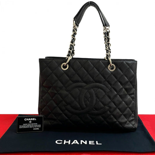 CHANEL Tote Bag Matt caviar skin black Matrasse