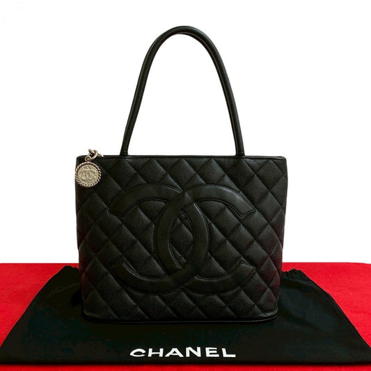 CHANEL Handbag Matt caviar skin black Matrasse Reprint Tote Bag