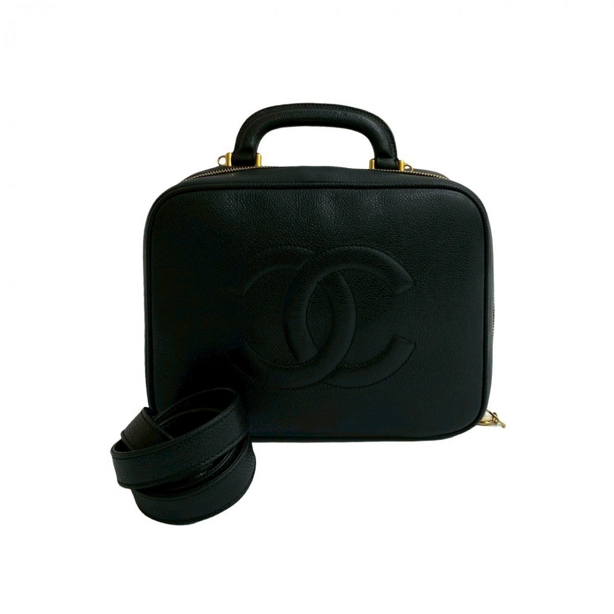 CHANEL Shoulder Bag Matt caviar skin black