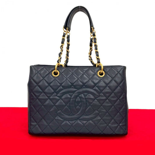 CHANEL Tote Bag Matt caviar skin Navy