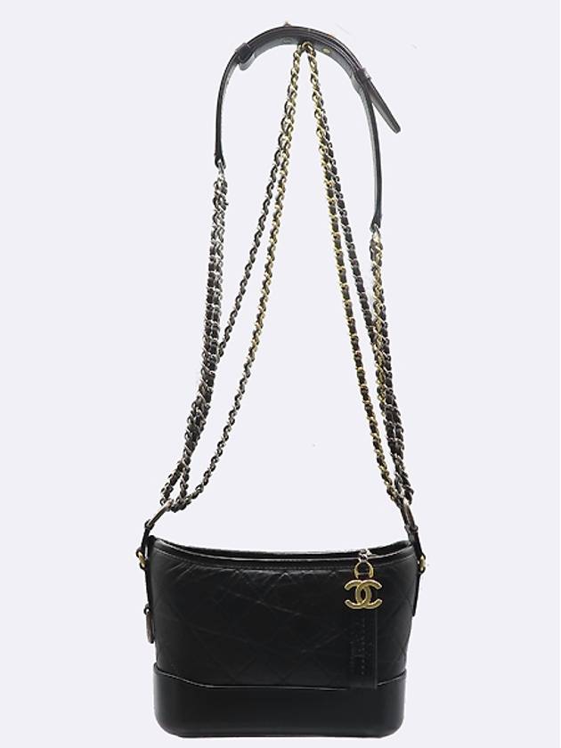 Chanel A91810 Black Color COCO Gold Plated   Calfskin Gabrielle Hobo Small Chain Shoulder and Crossbody Bag Chanel