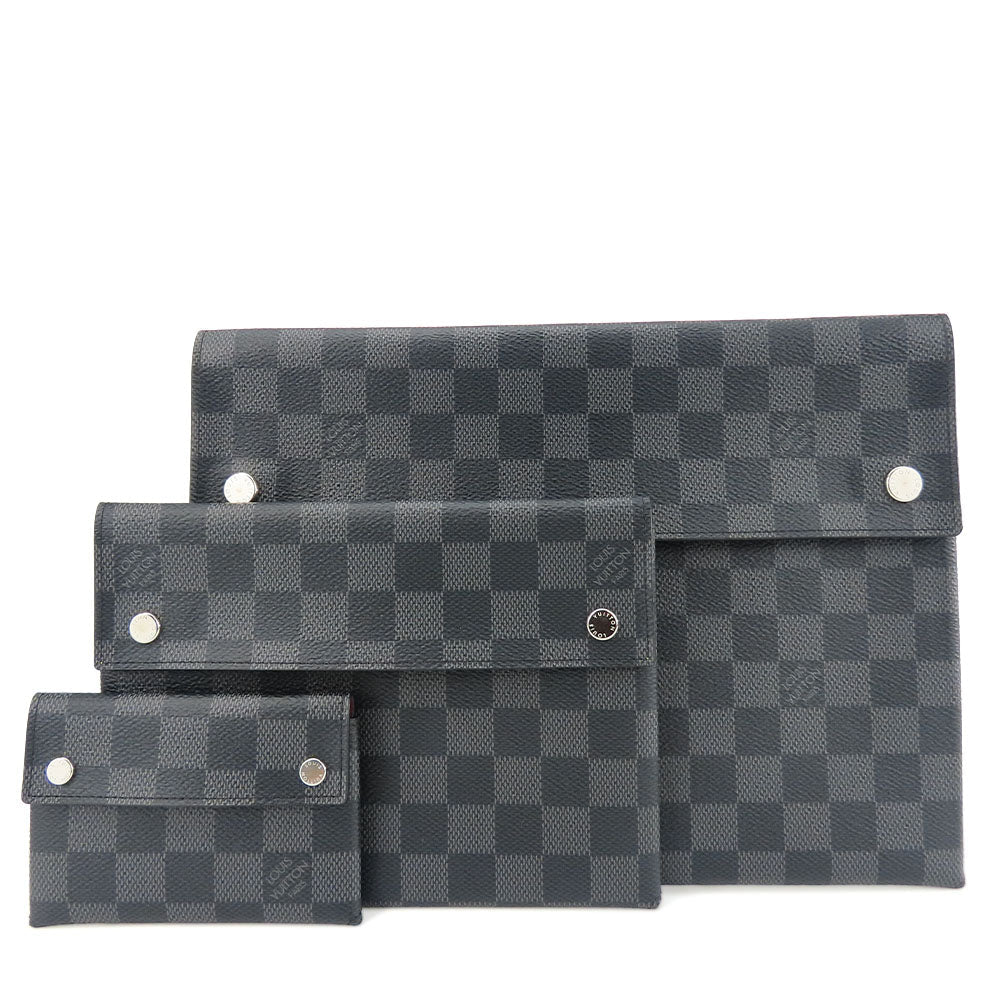 LOUIS VUITTON business bag N60255 Damier Grafitte black Alpha Triple Pouch unisex(Unisex)  d