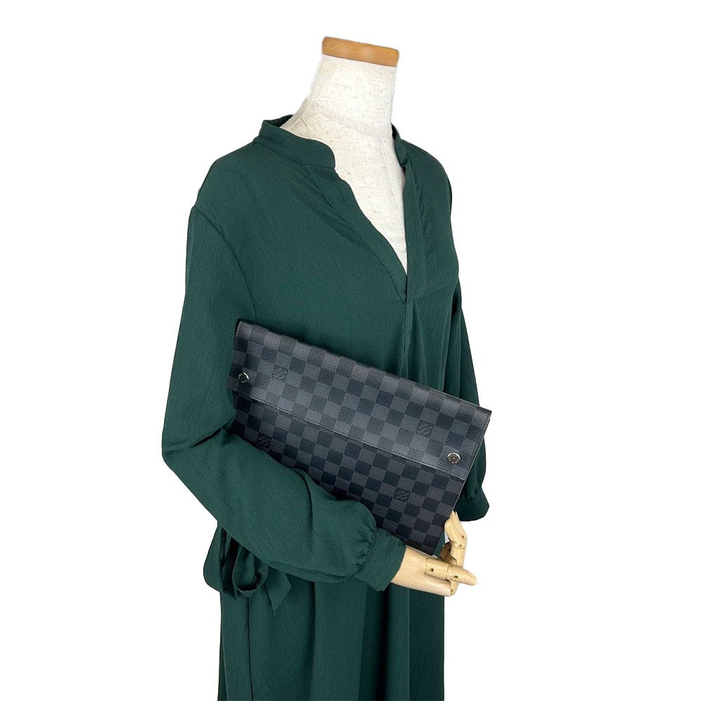 LOUIS VUITTON business bag N60255 Damier Grafitte black Alpha Triple Pouch unisex(Unisex)  d