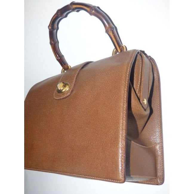 Gucci   Medium Brown Leather With Bamboo Handle Satchel