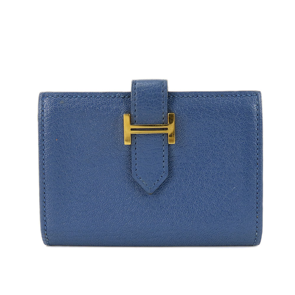 HERMES Card Case Shave blue Bean unisex(Unisex)  d