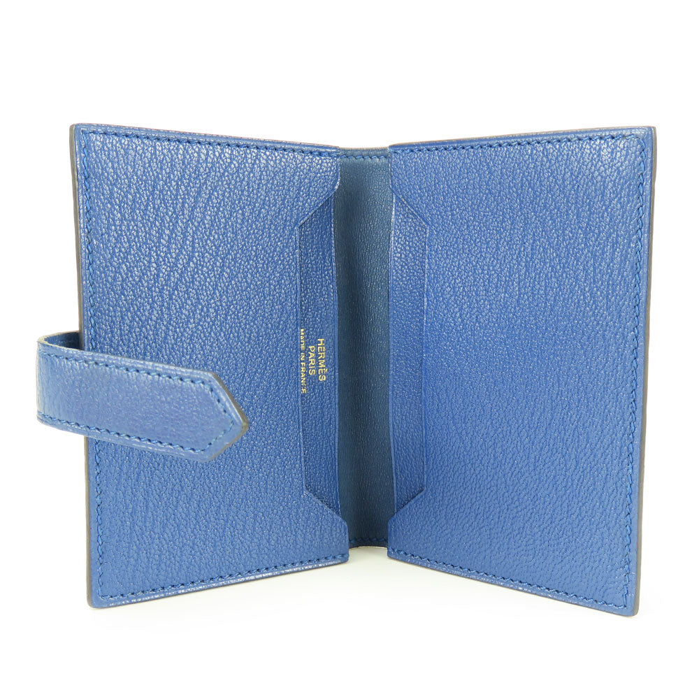 HERMES Card Case Shave blue Bean unisex(Unisex)  d