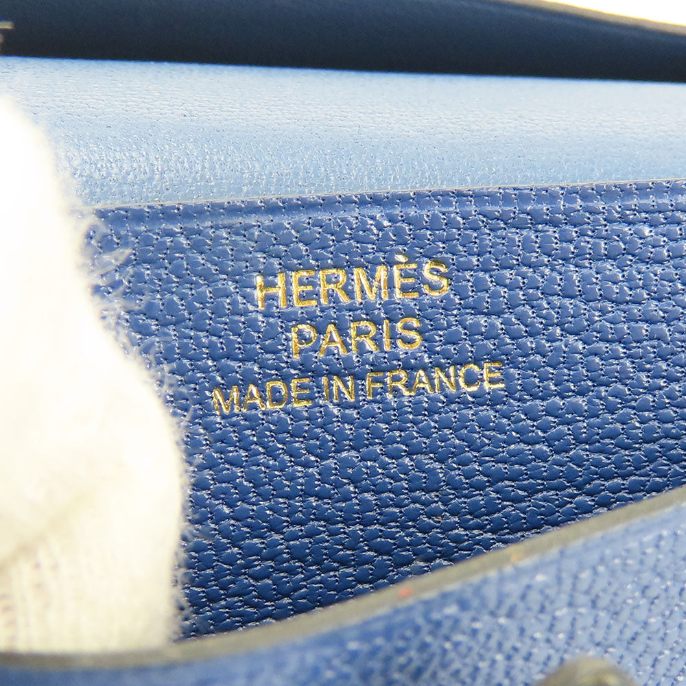 HERMES Card Case Shave blue Bean unisex(Unisex)  d