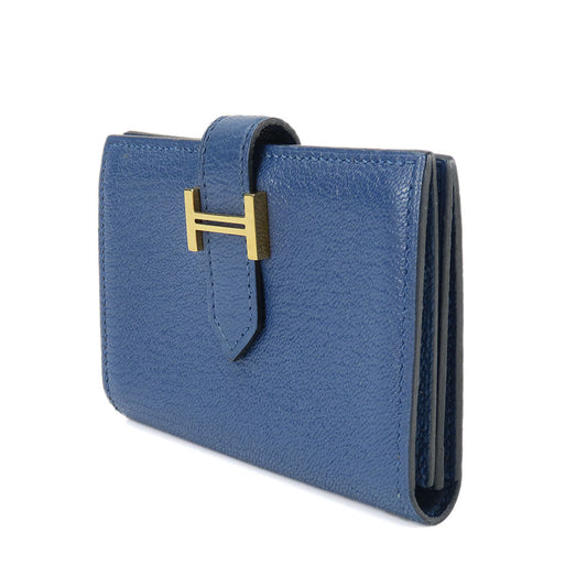 HERMES Card Case Shave blue Bean unisex(Unisex)  d