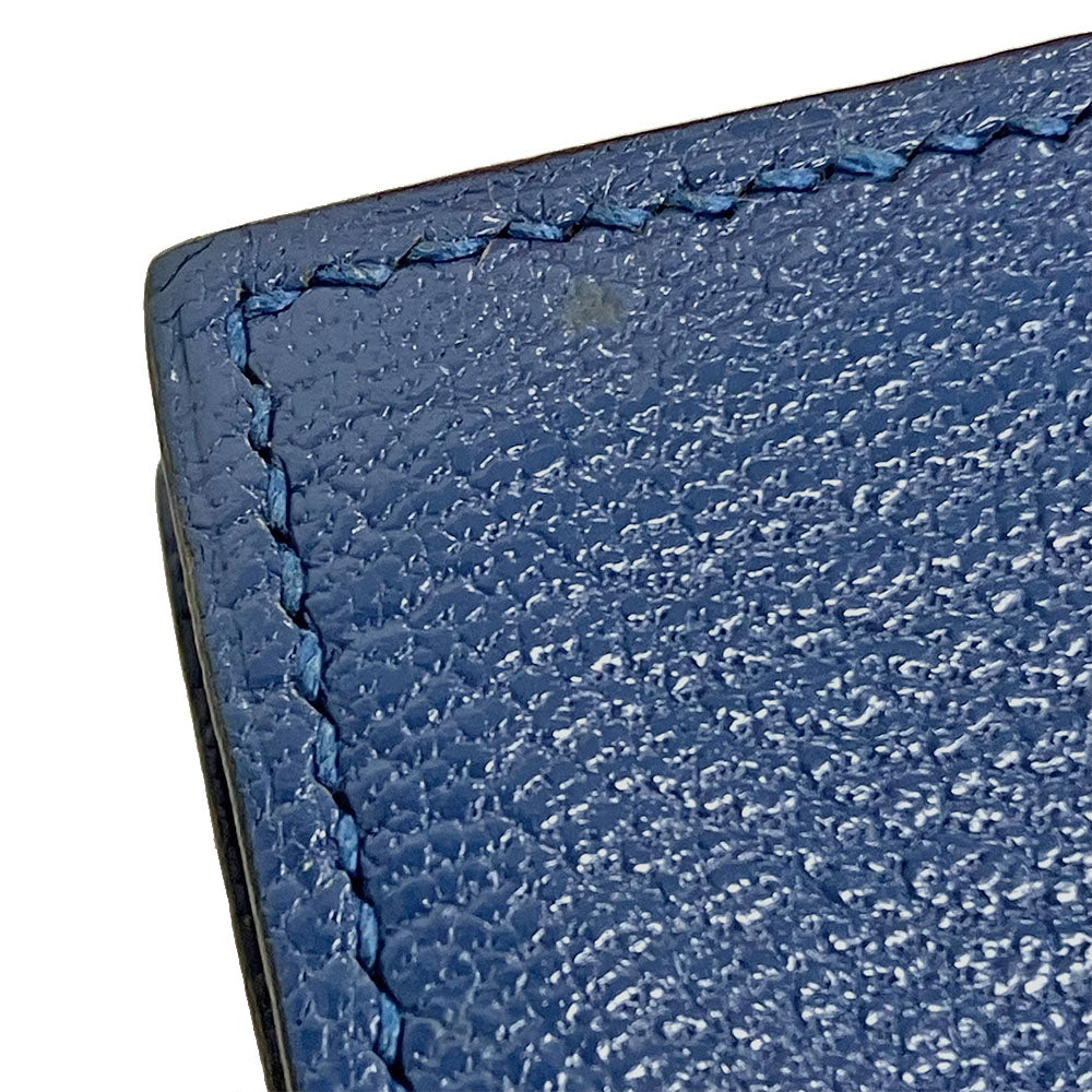 HERMES Card Case Shave blue Bean unisex(Unisex)  d