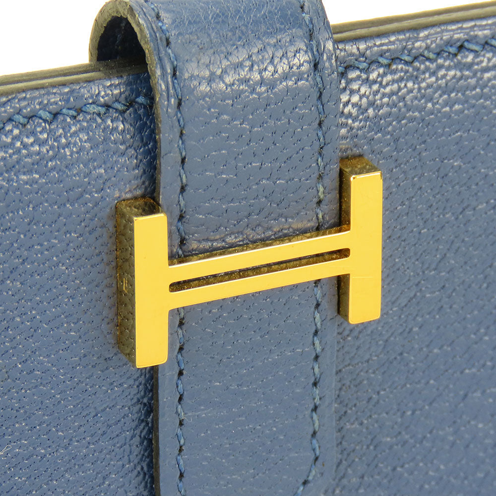 HERMES Card Case Shave blue Bean unisex(Unisex)  d