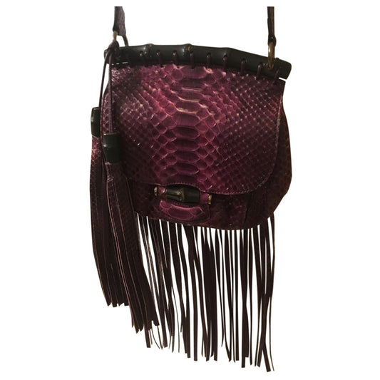 Gucci fringe burgundy python handbag