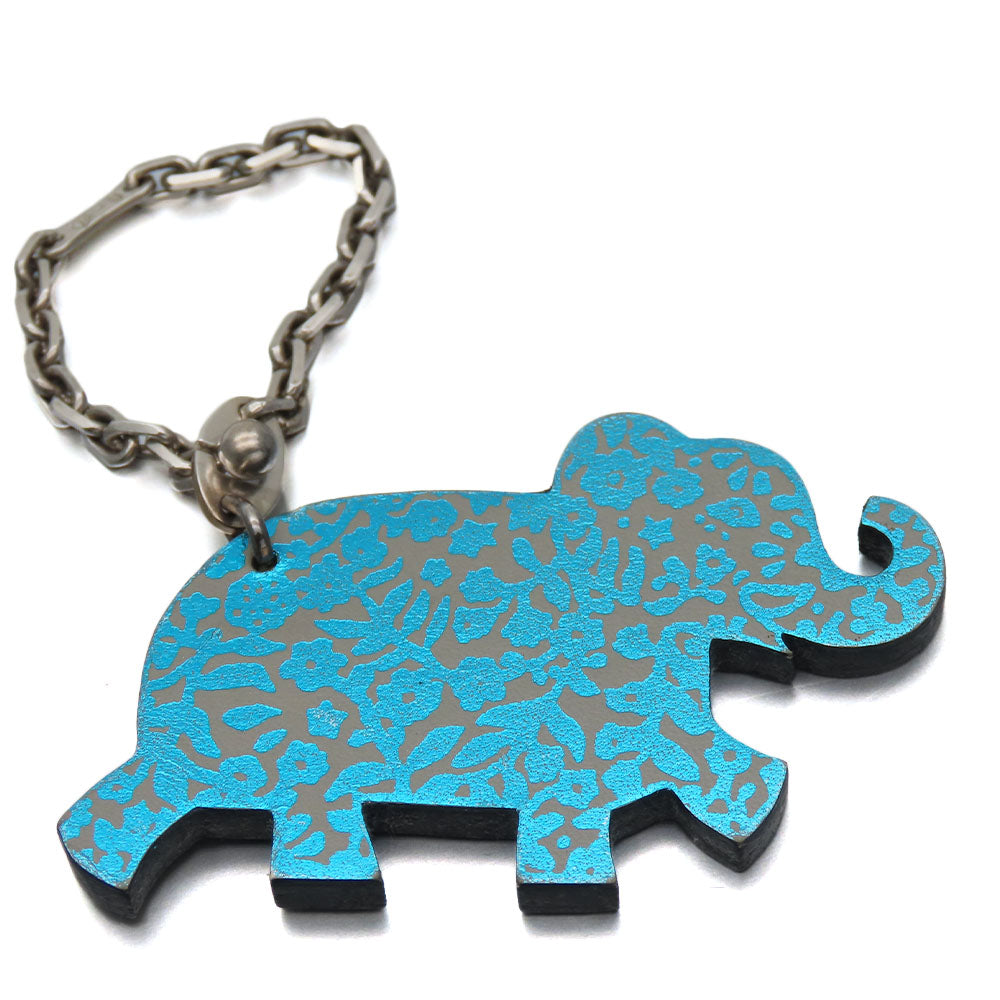 HERMES Bag charm Silver925 , Leather blue Women  d
