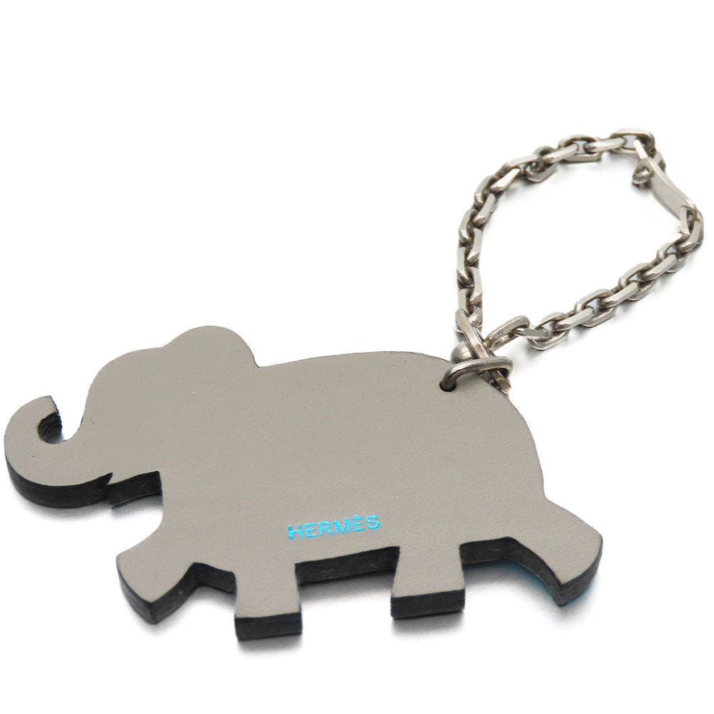 HERMES Bag charm Silver925 , Leather blue Women  d