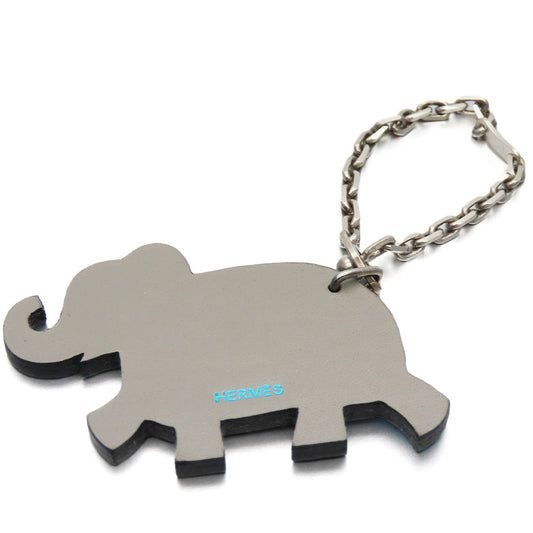 HERMES Bag charm Silver925 , Leather blue Women  d