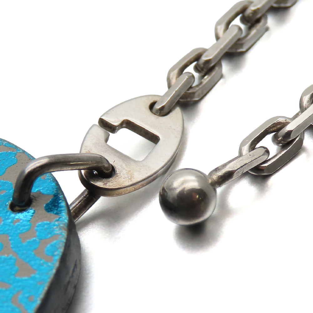 HERMES Bag charm Silver925 , Leather blue Women  d