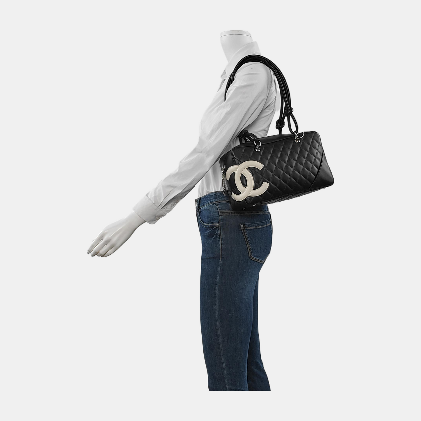 Chanel Cambon Medium Shoulder Bag Black  Double Strap