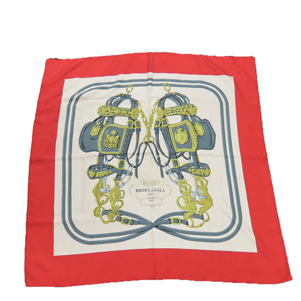 HERMES scarf silk Red Carre90 Women  d