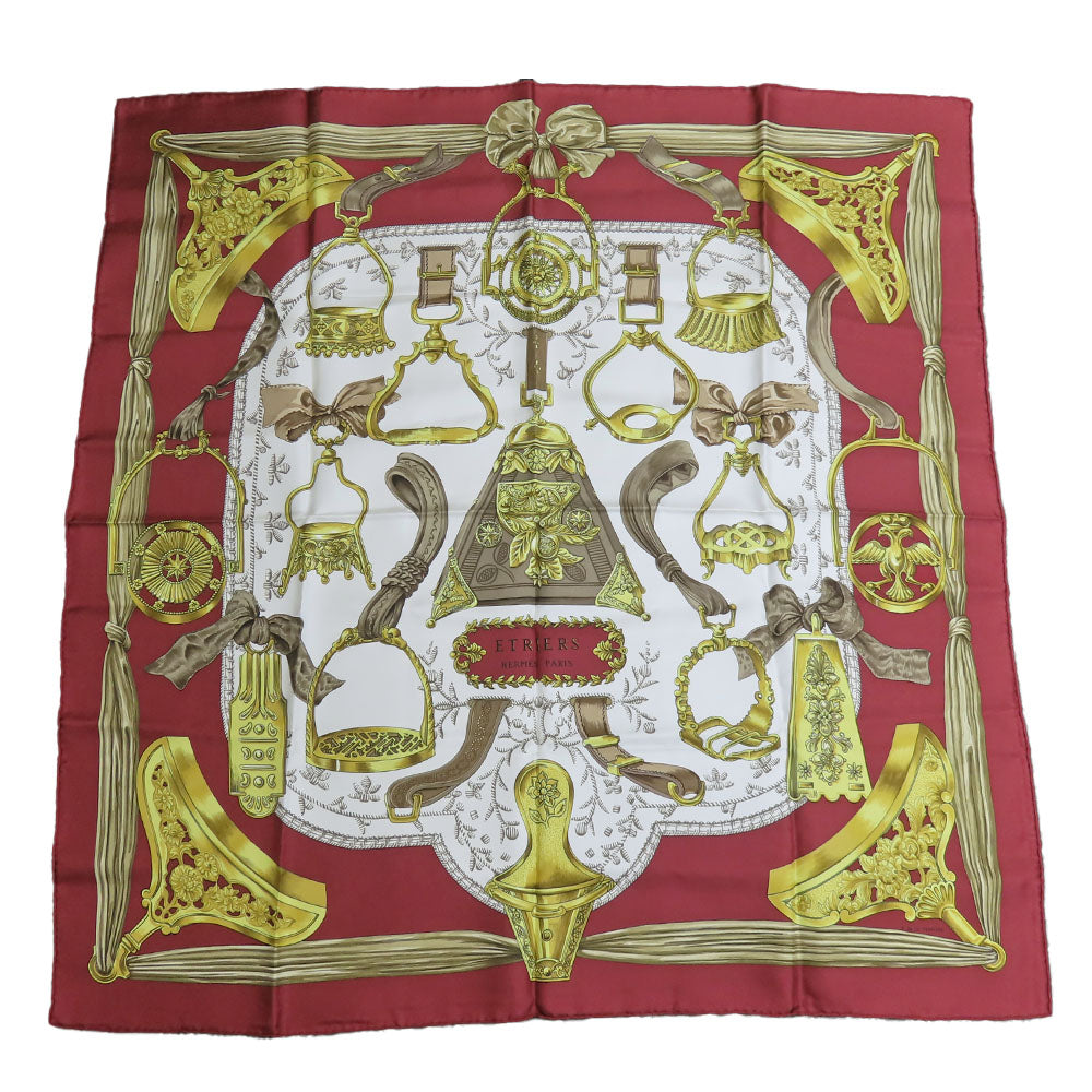 HERMES scarf silk Red Carre90 Women  d