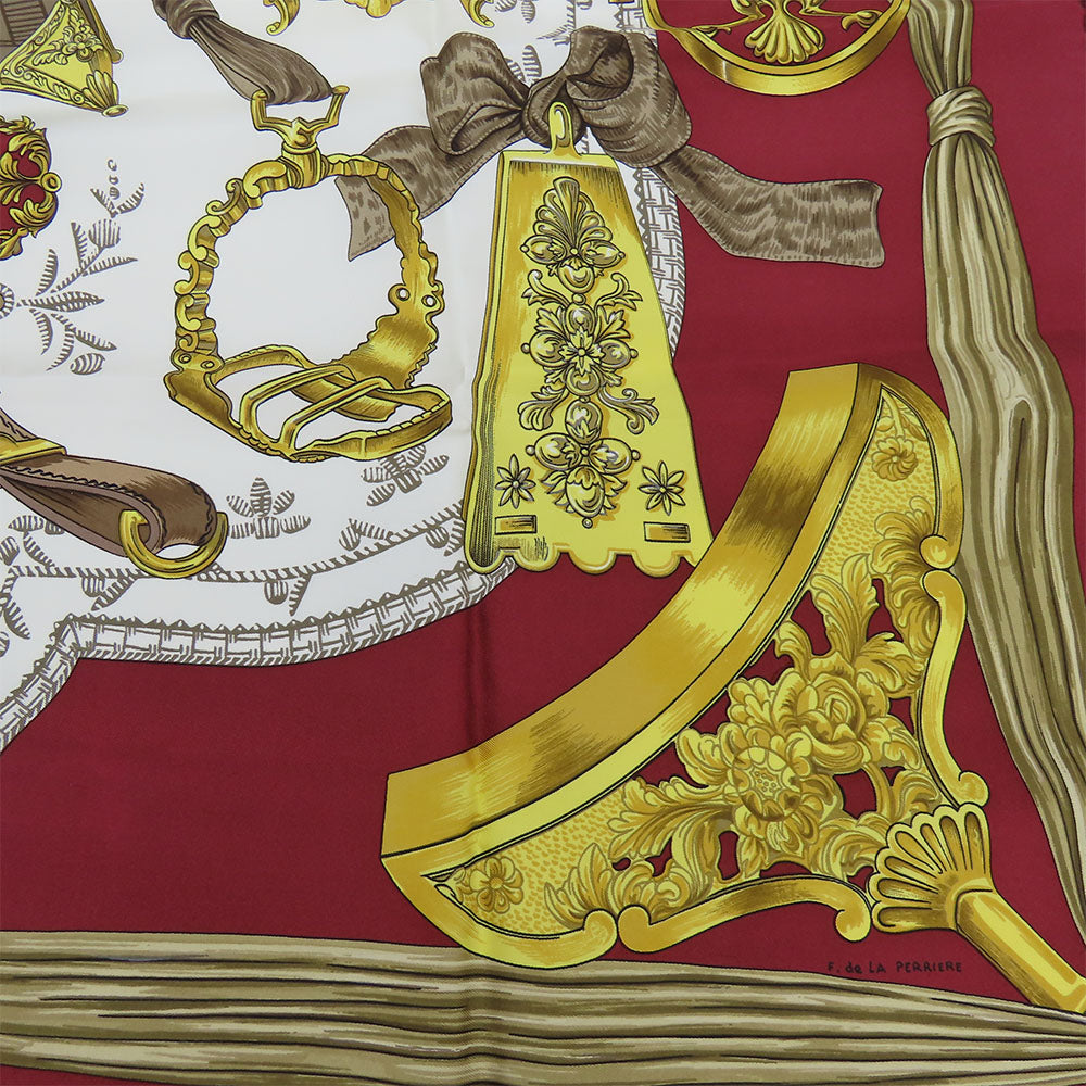 HERMES scarf silk Red Carre90 Women  d