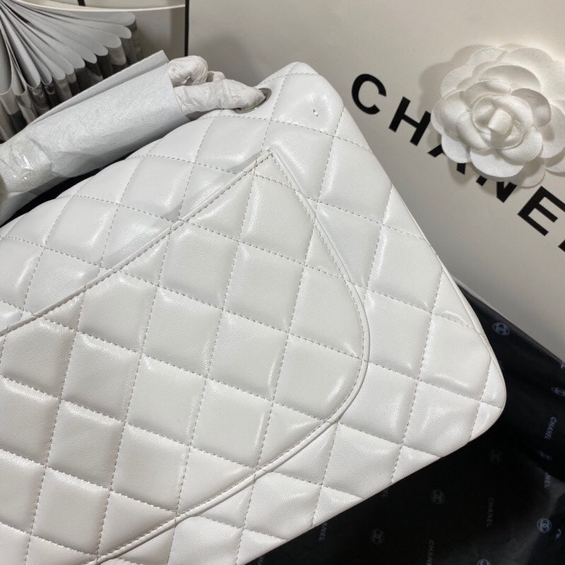 CHLLarge Classic Handbag Silver Hardware White For Women Handbags, Shoulder Bags 11.8in/30cm