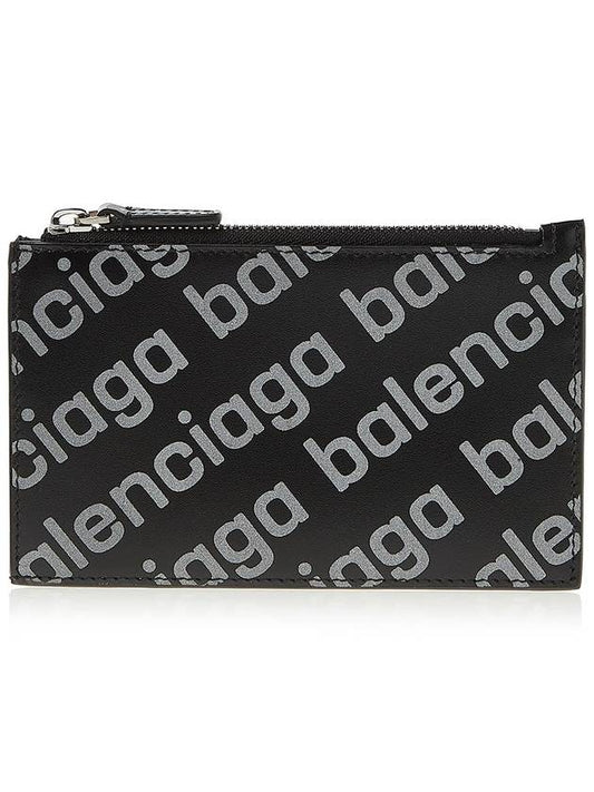 Luxury Balenciaga Trending 2025 All Over Logo Card Wallet Black