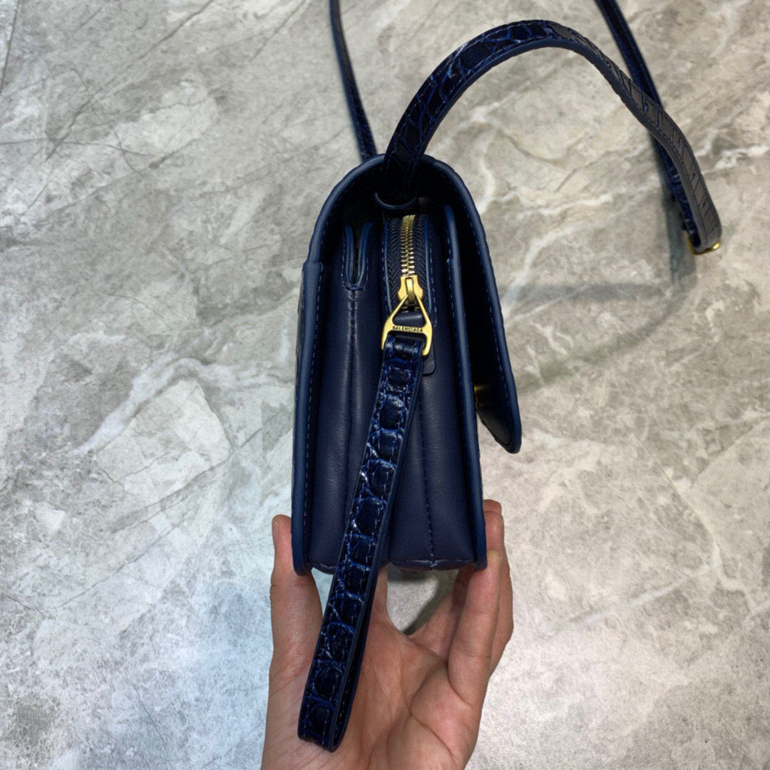 Top Quality B Small Lizard Effect Cross-body Bag In Dark Blue, For Women,  Bags 7in/18cm