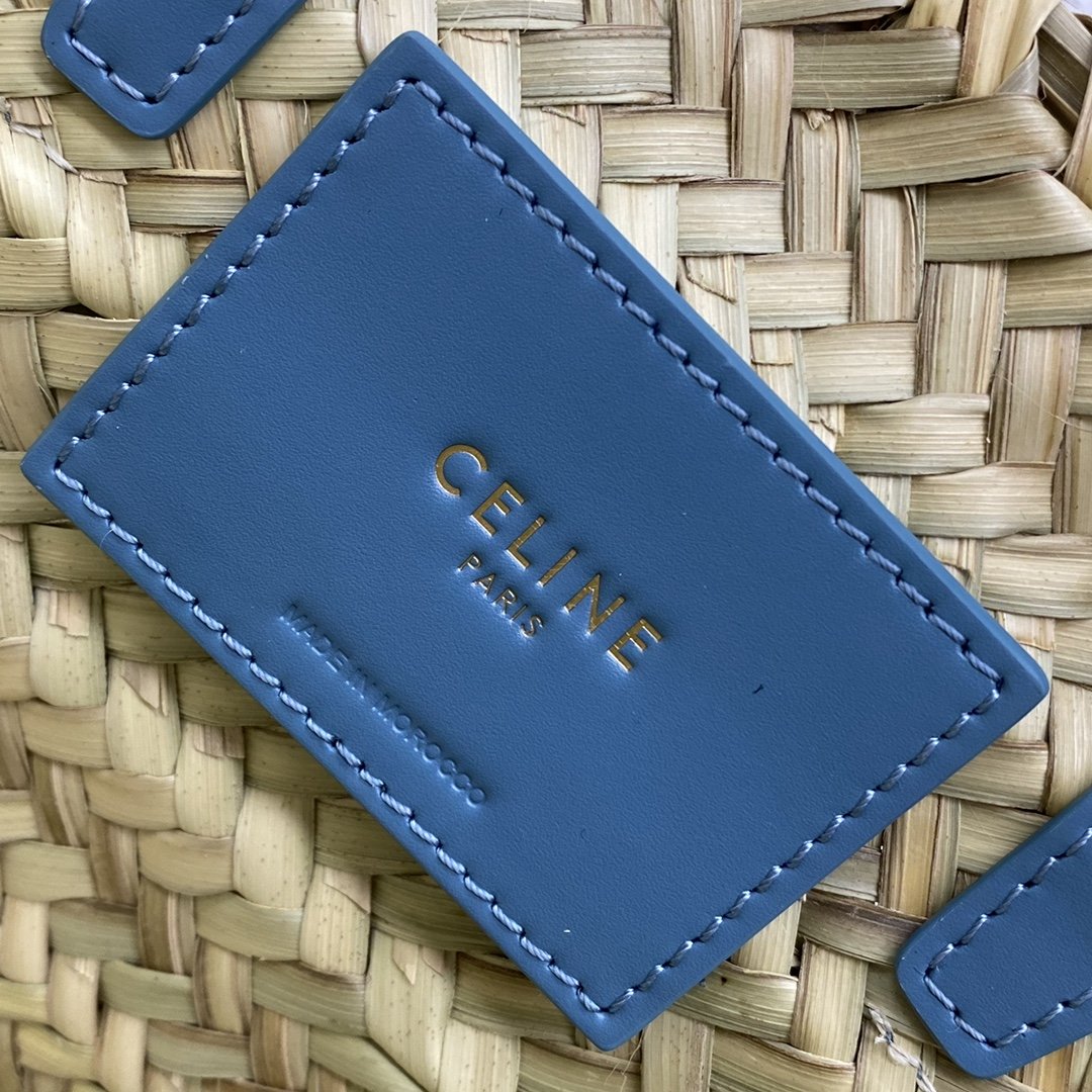 Top Quality Teen Triomphe Top Quality Classic Panier In Palm Leaves And Lizard Blue For Women 8in/20cm 