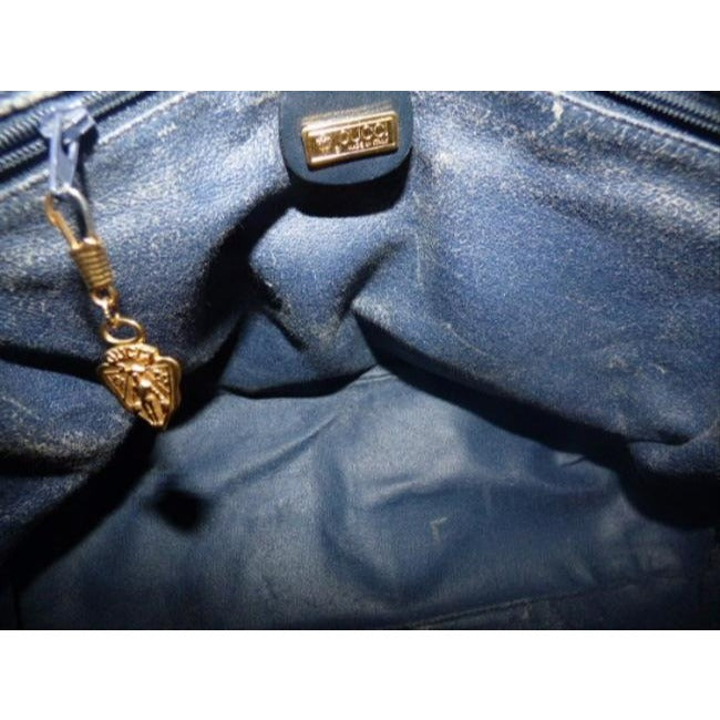 Gucci   Doctor S Navy Blue Small G Logo Leather Coated Canvas Satchel