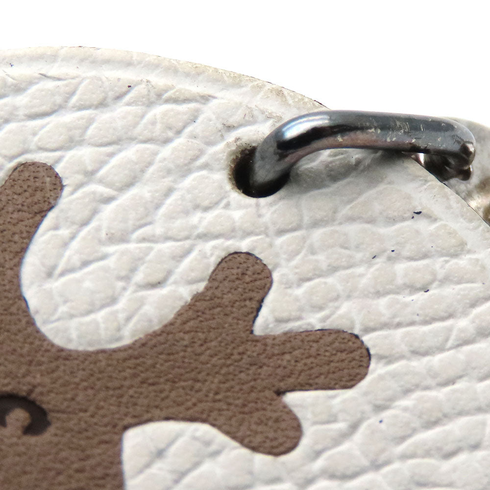 HERMES Bag charm Leather, Silver925 Brown reindeer Women  d