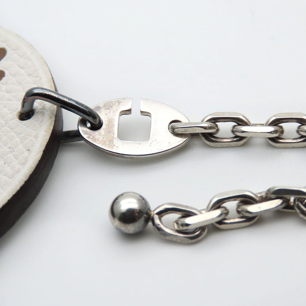 HERMES Bag charm Leather, Silver925 Brown reindeer Women  d
