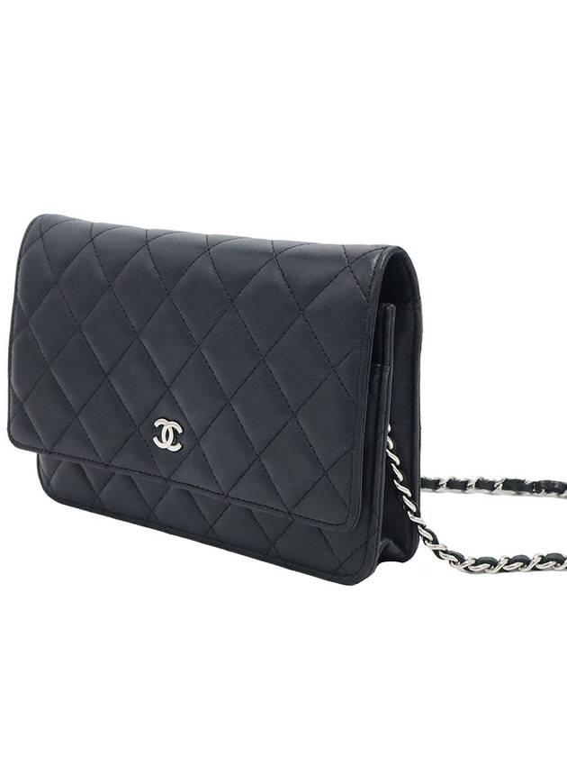 Chanel A33814 Black Lambskin Classic Silver Chain WOC Cross Bag 17th Chanel