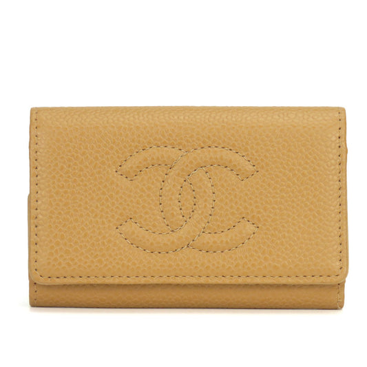 CHANEL Key case Key holder  Caviar skin beige Women