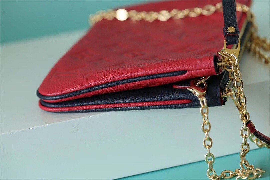 Top Quality Double Zip Pochette Monogram Empreinte Black/Red For Women,  Shoulder and Crossbody Bags 7.9in/20cm Top Quality